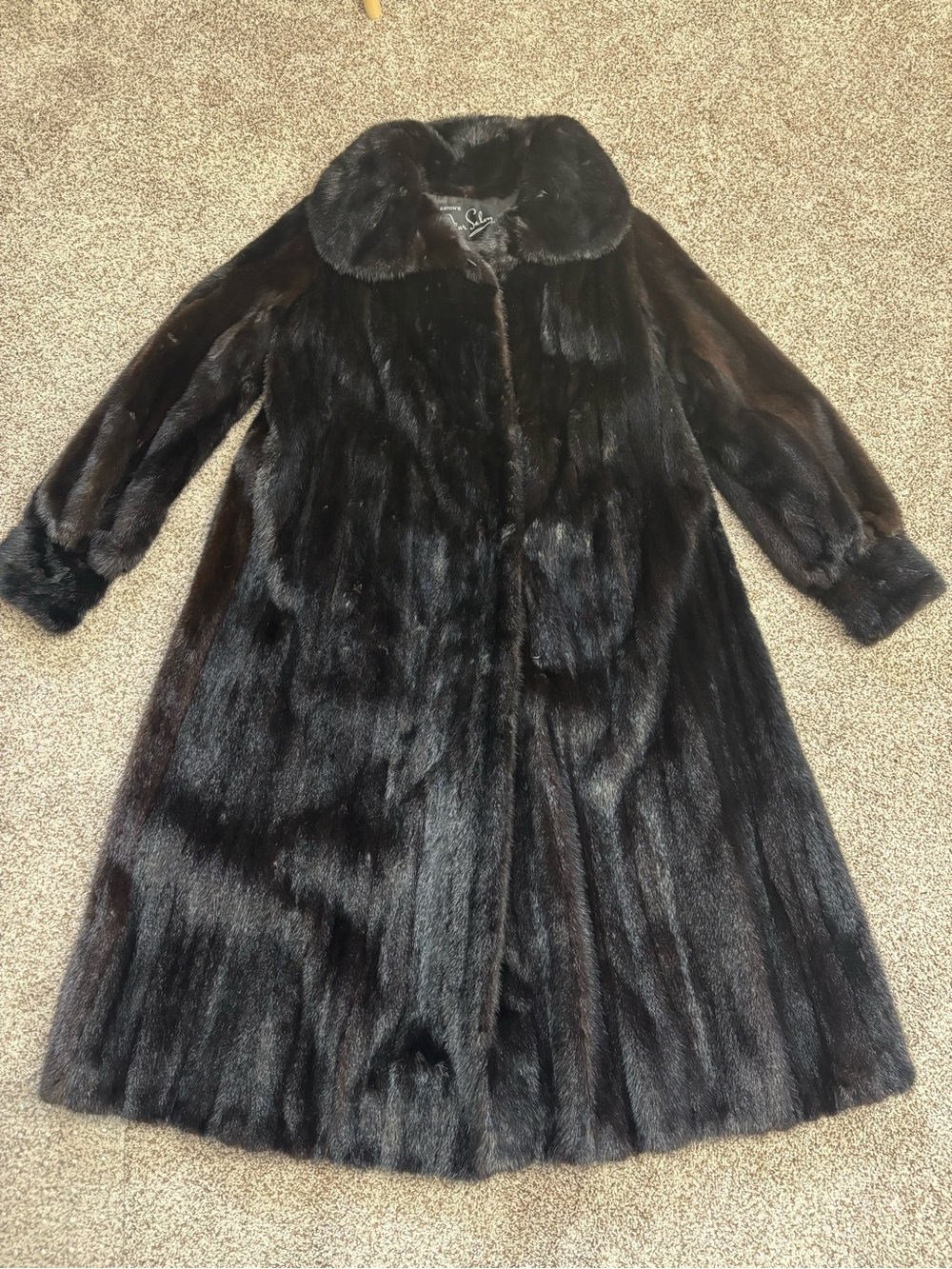 Dark Brown Mahogany Mink Full-Length Flared Fur Coat, approx size L